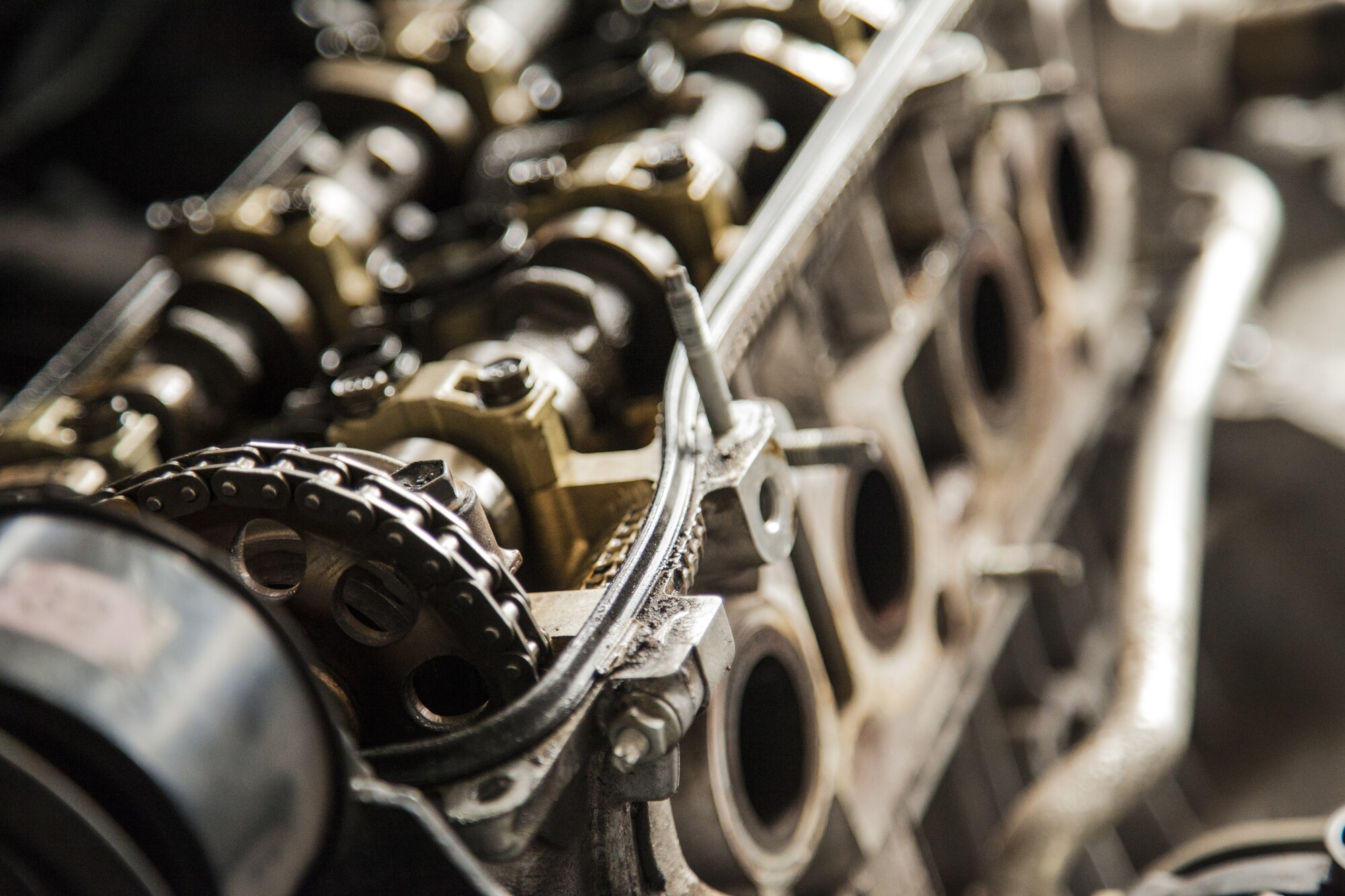 a close up of the inside of a car engine